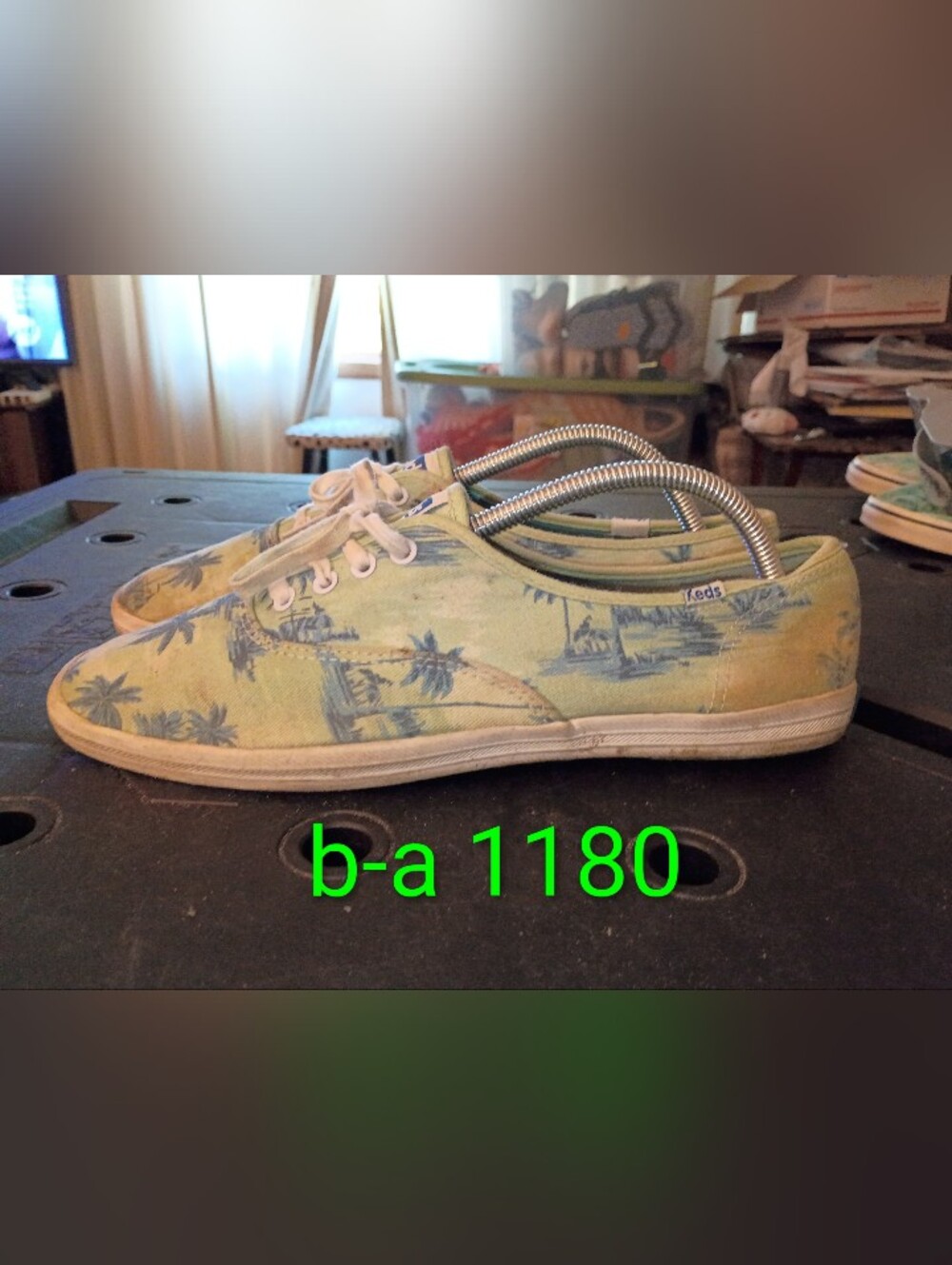 Keds Light Green Canvas Tropical Print Sneakers